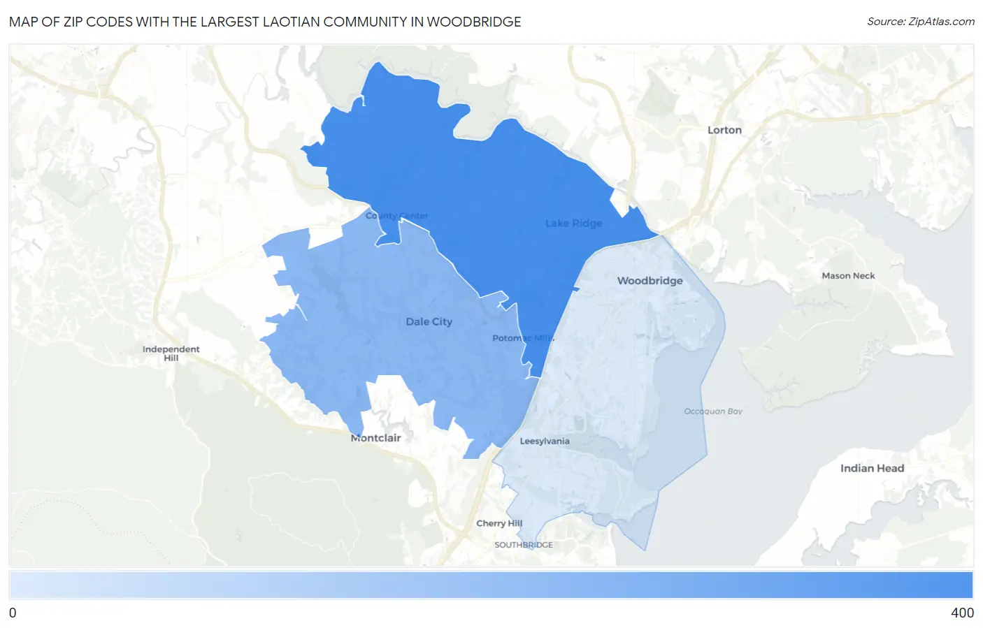 Zip Codes with the Largest Laotian Community in Woodbridge Map
