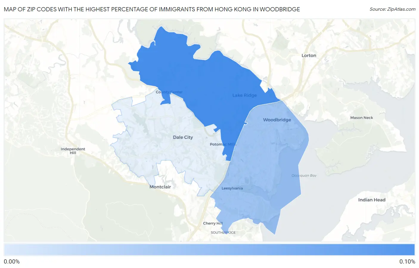 Zip Codes with the Highest Percentage of Immigrants from Hong Kong in Woodbridge Map