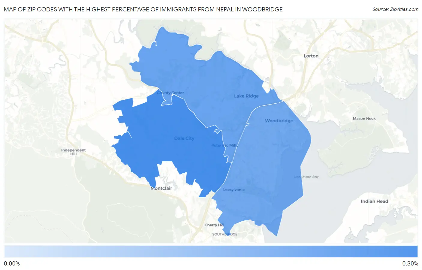 Zip Codes with the Highest Percentage of Immigrants from Nepal in Woodbridge Map