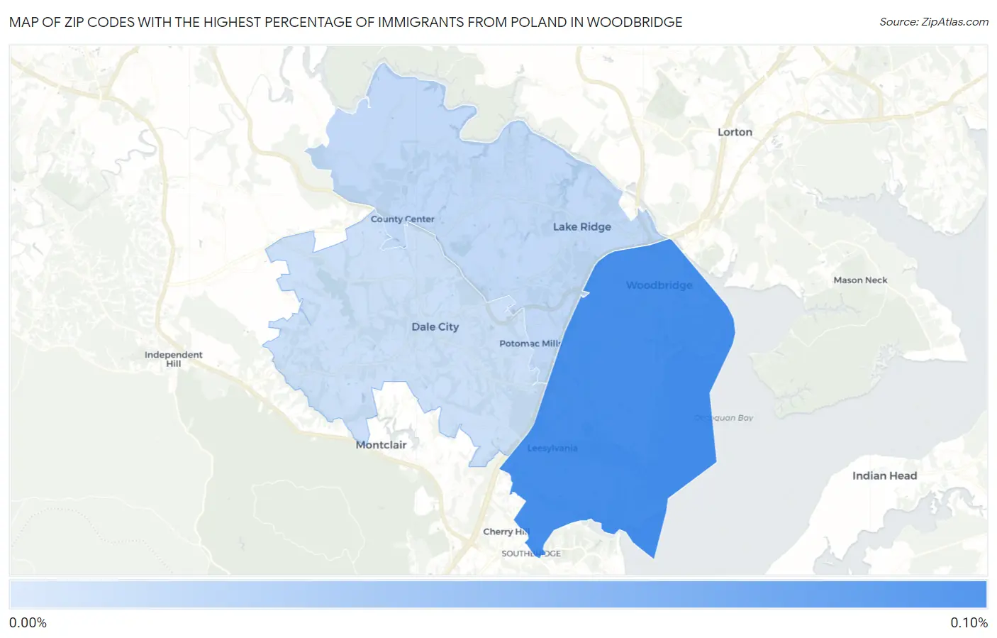 Zip Codes with the Highest Percentage of Immigrants from Poland in Woodbridge Map