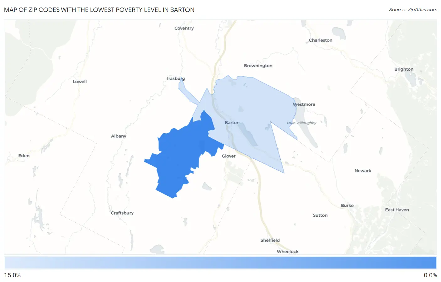 Zip Codes with the Lowest Poverty Level in Barton Map