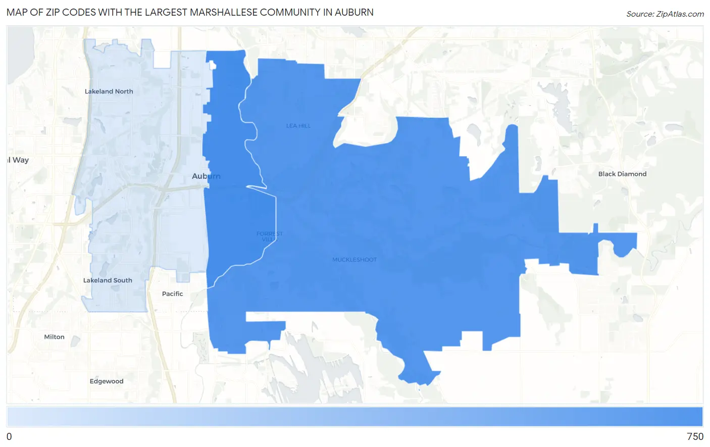 Zip Codes with the Largest Marshallese Community in Auburn Map