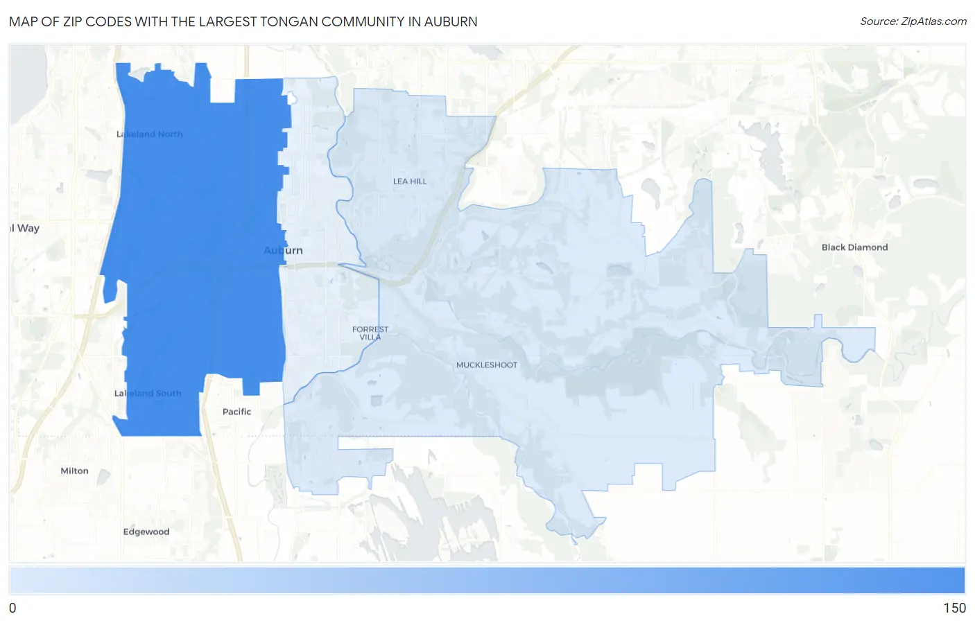 Zip Codes with the Largest Tongan Community in Auburn Map
