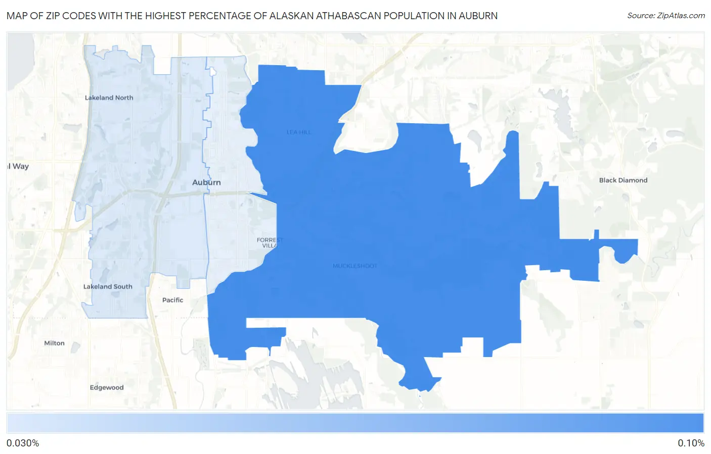 Zip Codes with the Highest Percentage of Alaskan Athabascan Population in Auburn Map