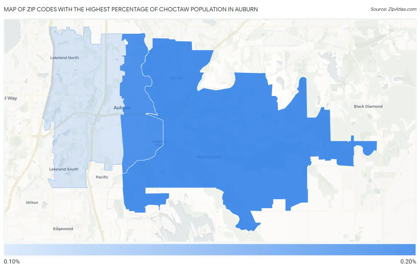 Zip Codes with the Highest Percentage of Choctaw Population in Auburn Map