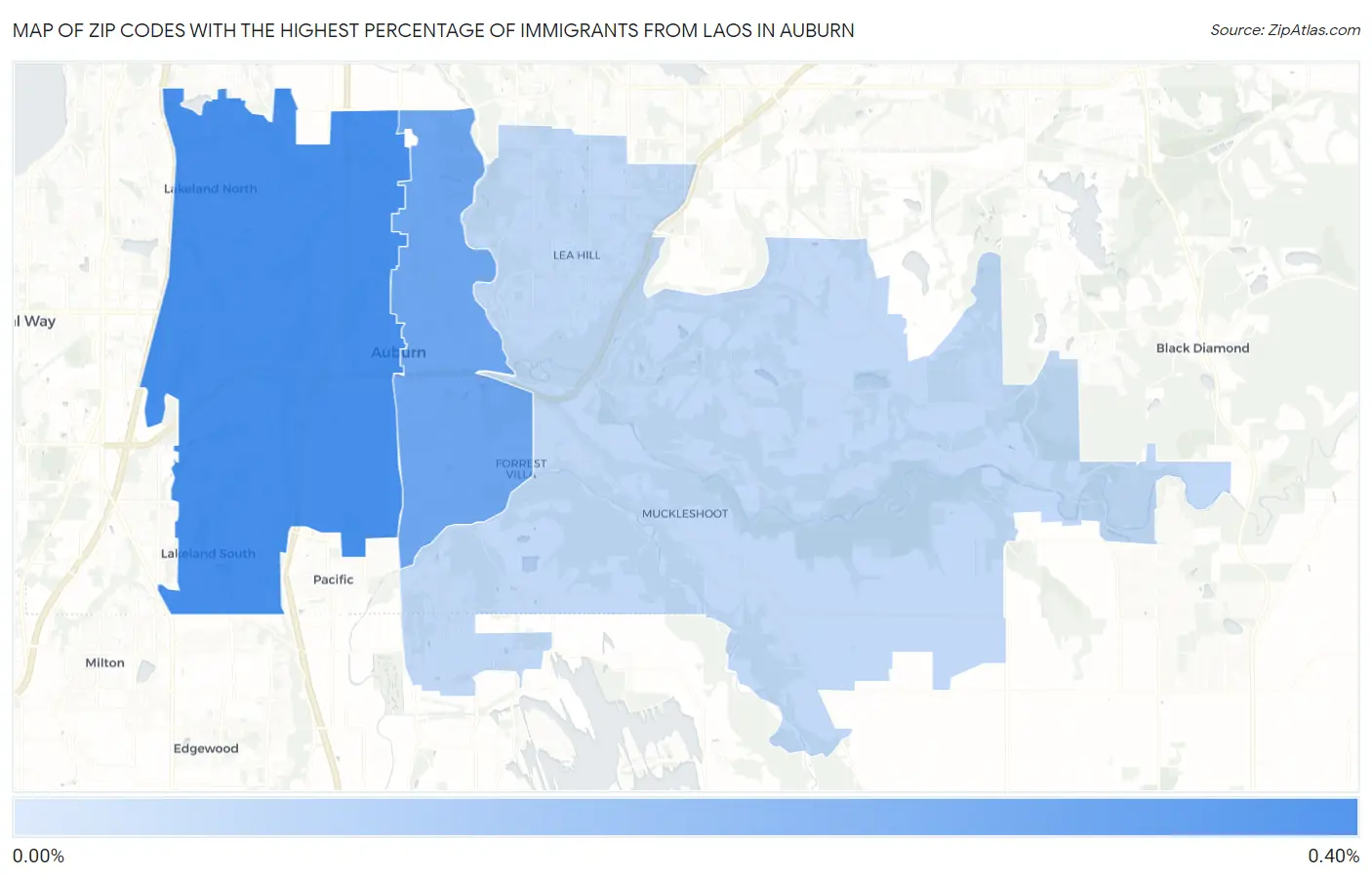 Zip Codes with the Highest Percentage of Immigrants from Laos in Auburn Map