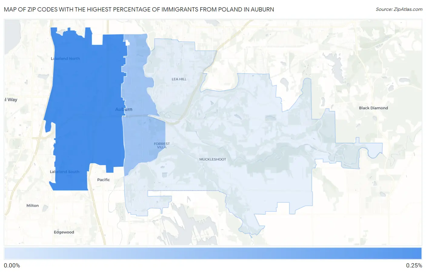 Zip Codes with the Highest Percentage of Immigrants from Poland in Auburn Map