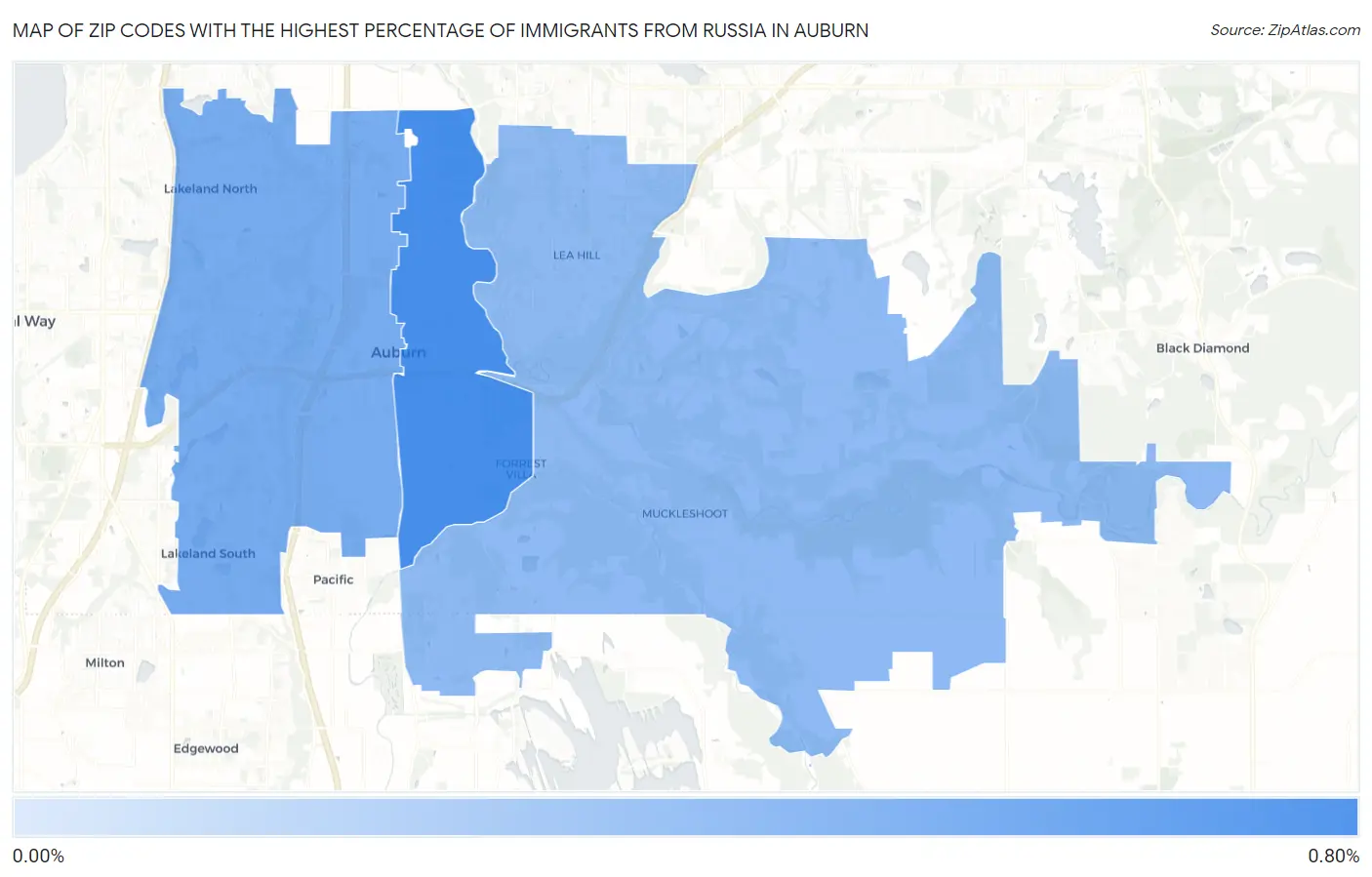 Zip Codes with the Highest Percentage of Immigrants from Russia in Auburn Map