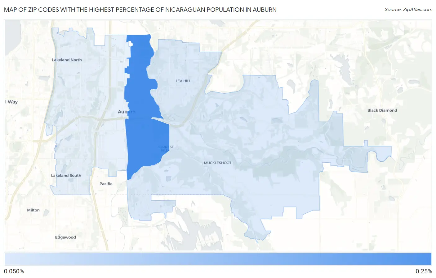 Zip Codes with the Highest Percentage of Nicaraguan Population in Auburn Map