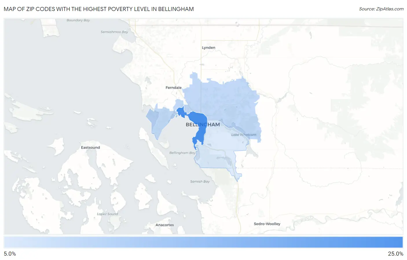 Zip Codes with the Highest Poverty Level in Bellingham Map