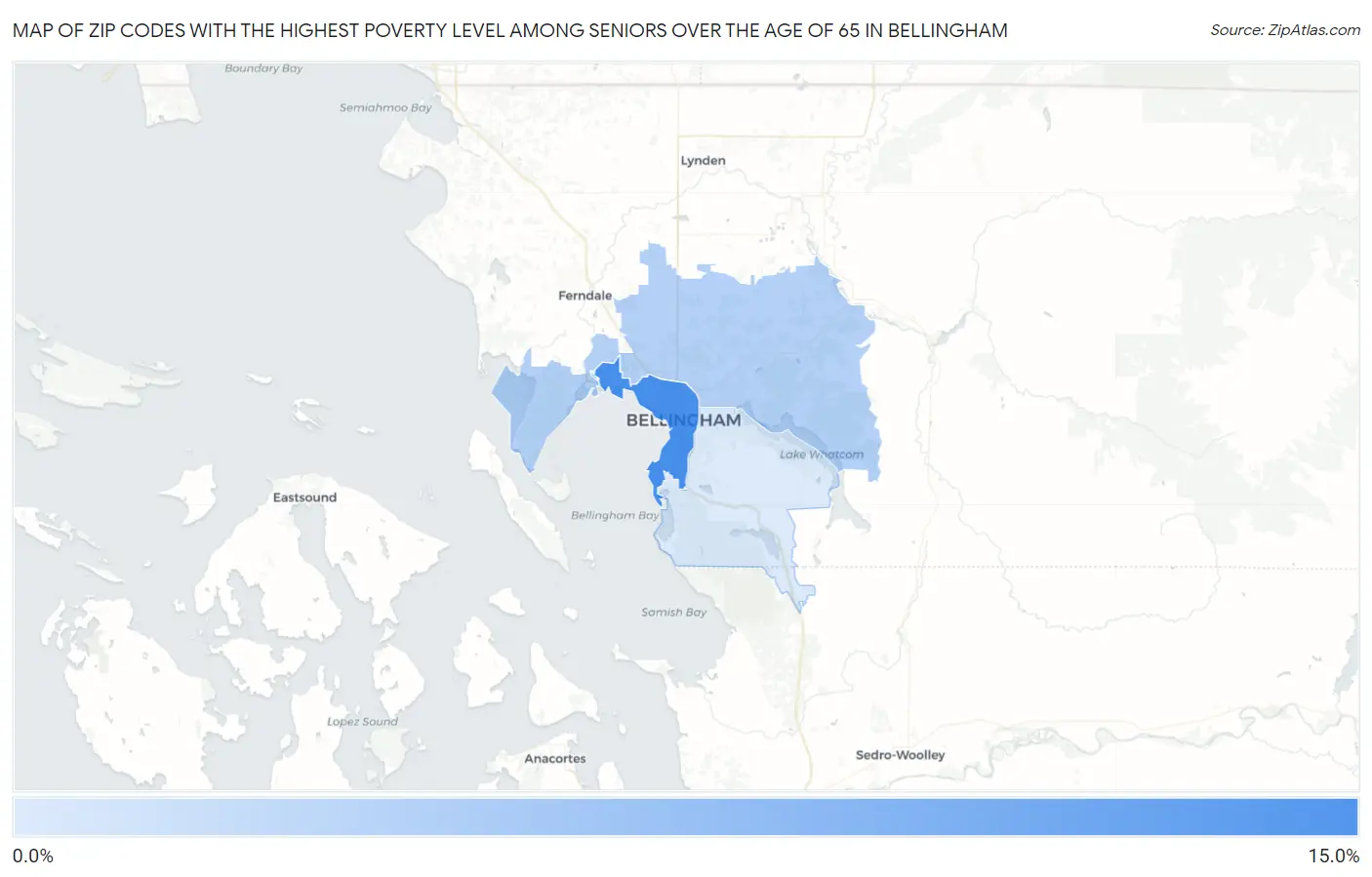 Zip Codes with the Highest Poverty Level Among Seniors Over the Age of 65 in Bellingham Map