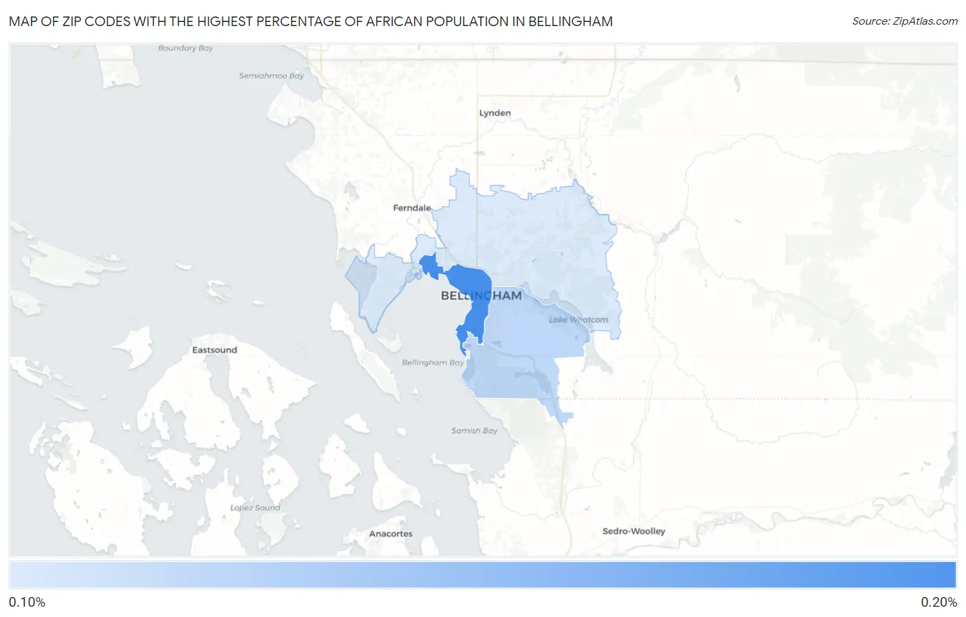 Zip Codes with the Highest Percentage of African Population in Bellingham Map