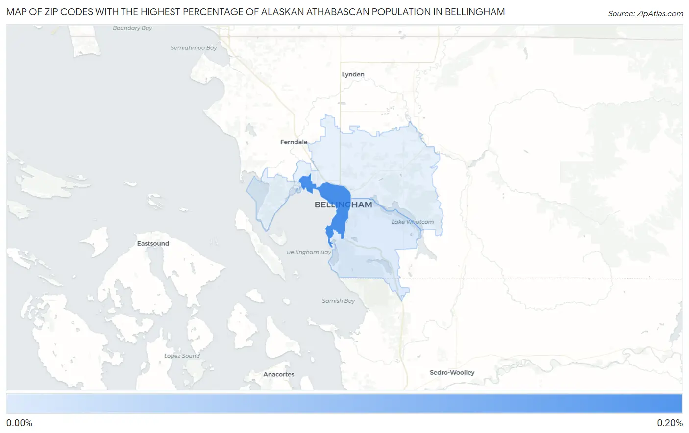 Zip Codes with the Highest Percentage of Alaskan Athabascan Population in Bellingham Map