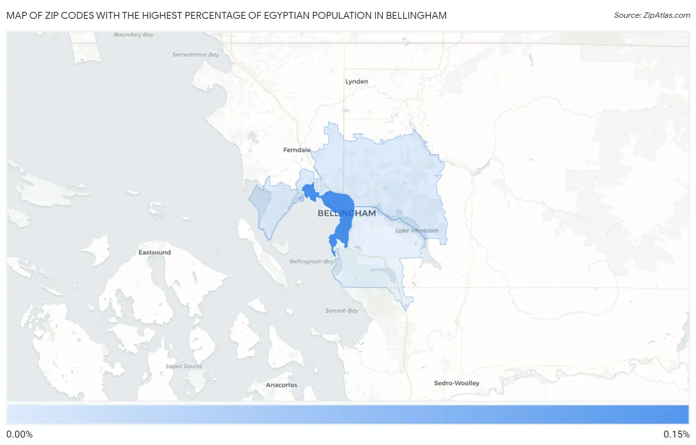Zip Codes with the Highest Percentage of Egyptian Population in Bellingham Map