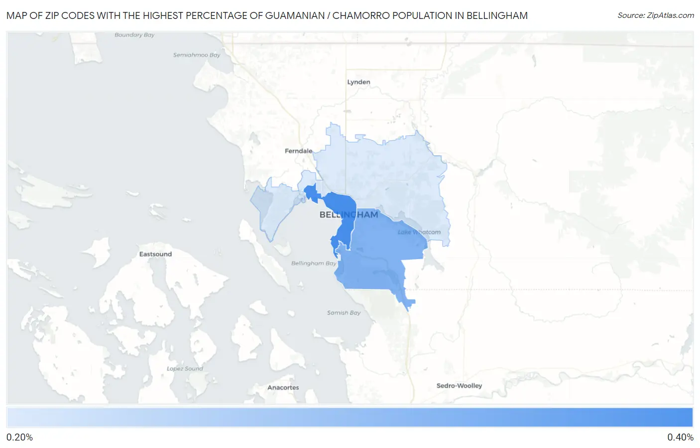 Zip Codes with the Highest Percentage of Guamanian / Chamorro Population in Bellingham Map