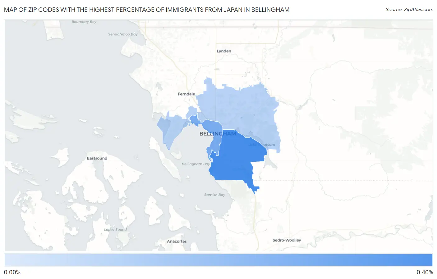 Zip Codes with the Highest Percentage of Immigrants from Japan in Bellingham Map