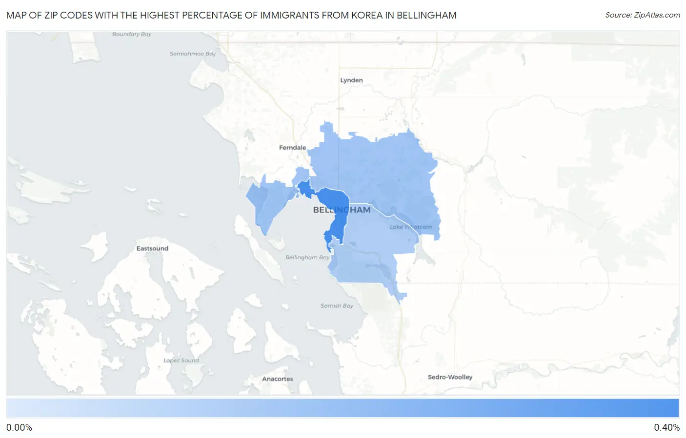 Zip Codes with the Highest Percentage of Immigrants from Korea in Bellingham Map
