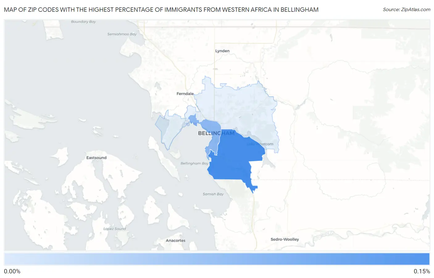 Zip Codes with the Highest Percentage of Immigrants from Western Africa in Bellingham Map