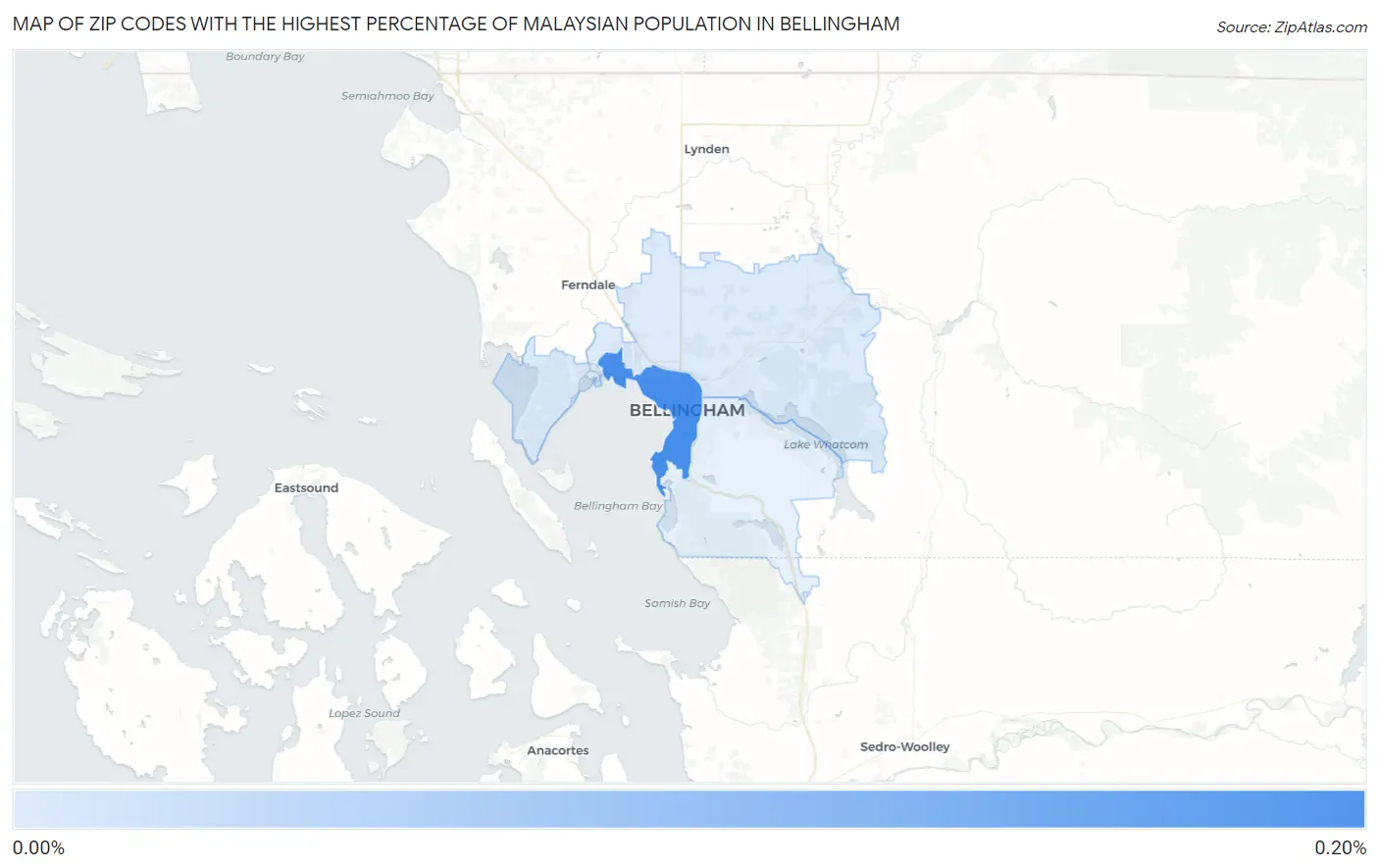 Zip Codes with the Highest Percentage of Malaysian Population in Bellingham Map
