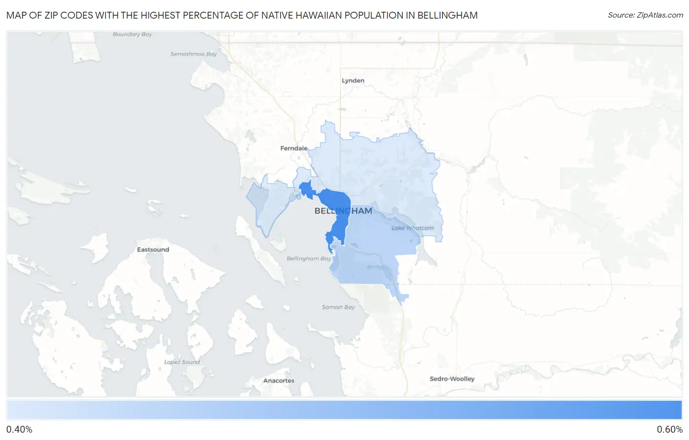Zip Codes with the Highest Percentage of Native Hawaiian Population in Bellingham Map
