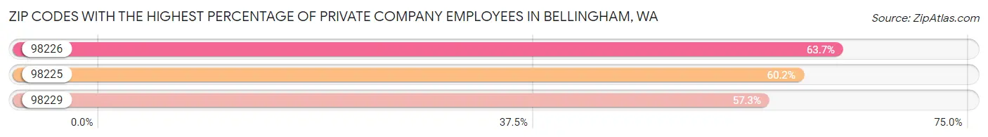 Zip Codes with the Highest Percentage of Private Company Employees in Bellingham Chart