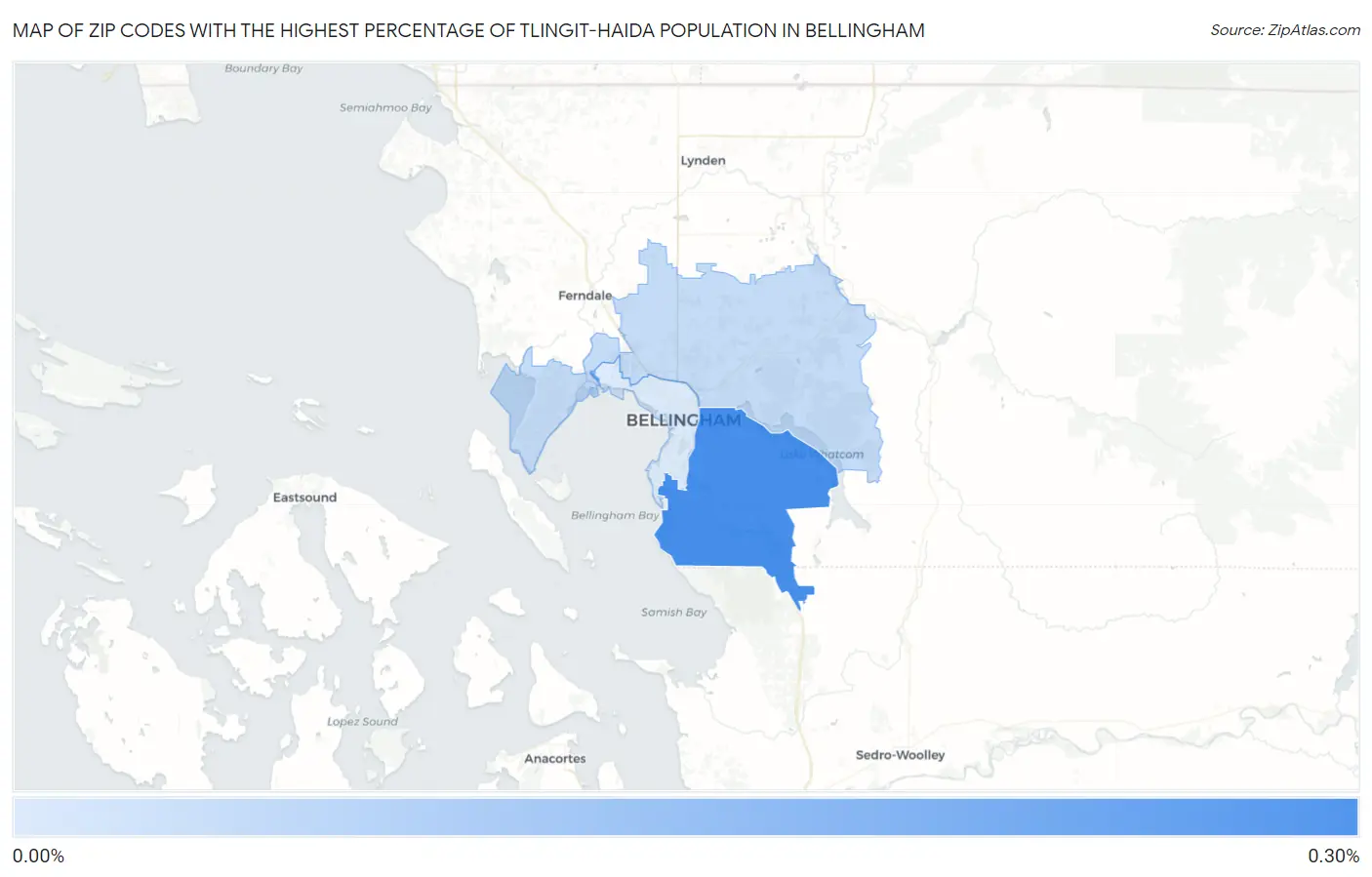 Zip Codes with the Highest Percentage of Tlingit-Haida Population in Bellingham Map