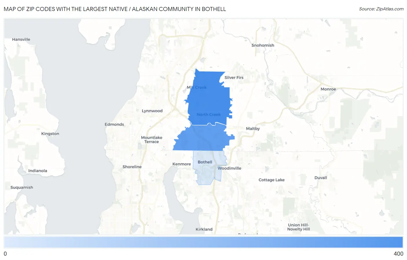 Zip Codes with the Largest Native / Alaskan Community in Bothell Map
