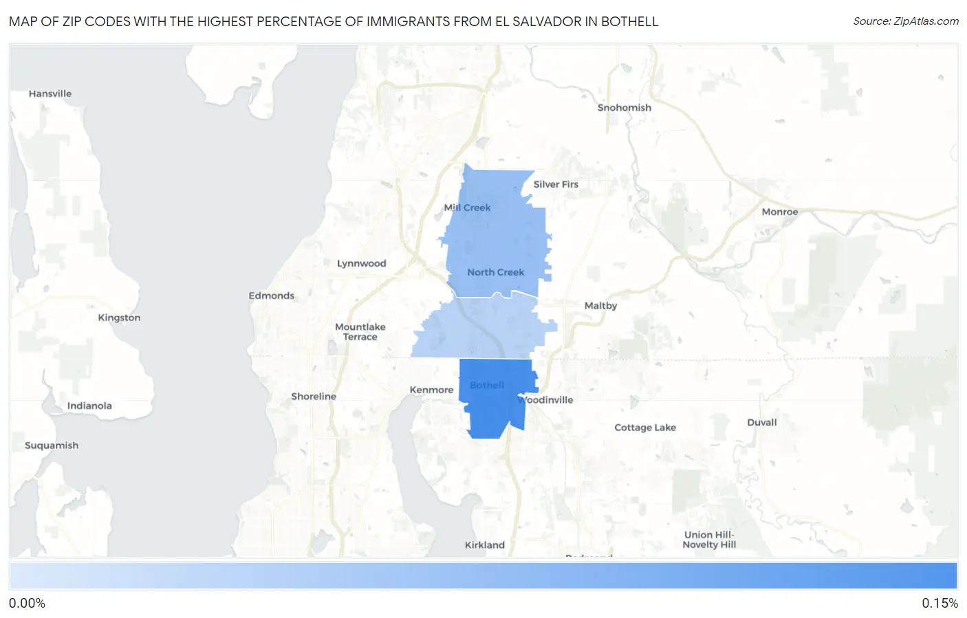 Zip Codes with the Highest Percentage of Immigrants from El Salvador in Bothell Map