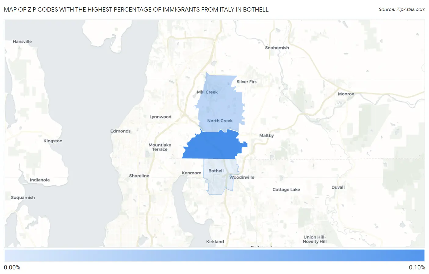 Zip Codes with the Highest Percentage of Immigrants from Italy in Bothell Map