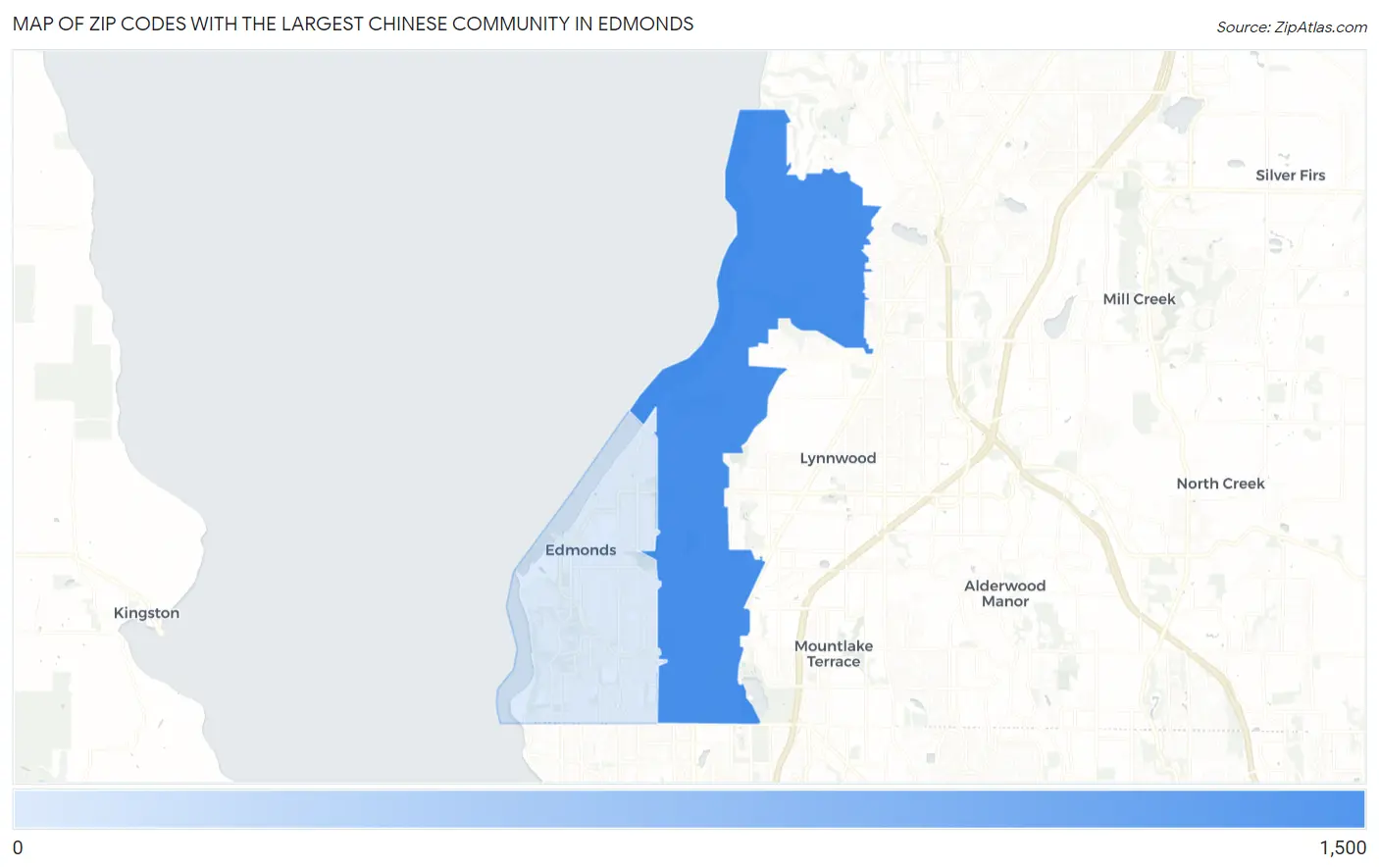 Zip Codes with the Largest Chinese Community in Edmonds Map