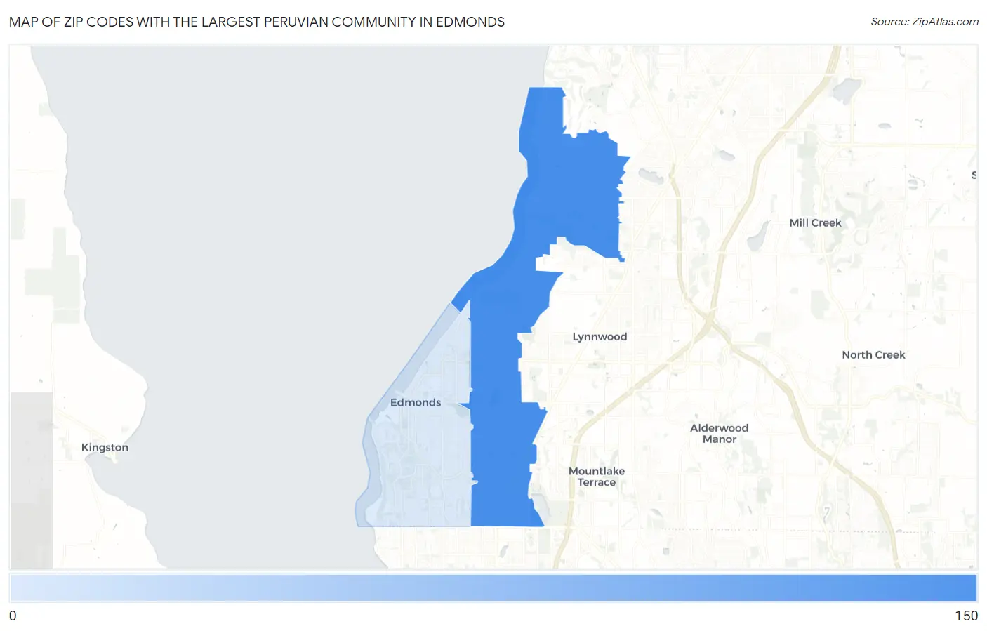 Zip Codes with the Largest Peruvian Community in Edmonds Map