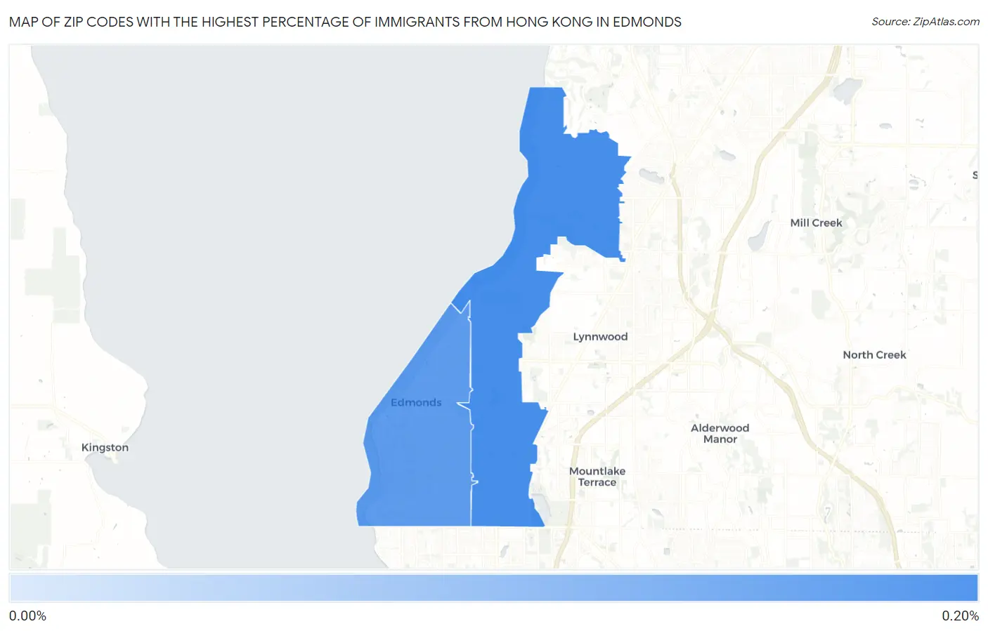 Zip Codes with the Highest Percentage of Immigrants from Hong Kong in Edmonds Map