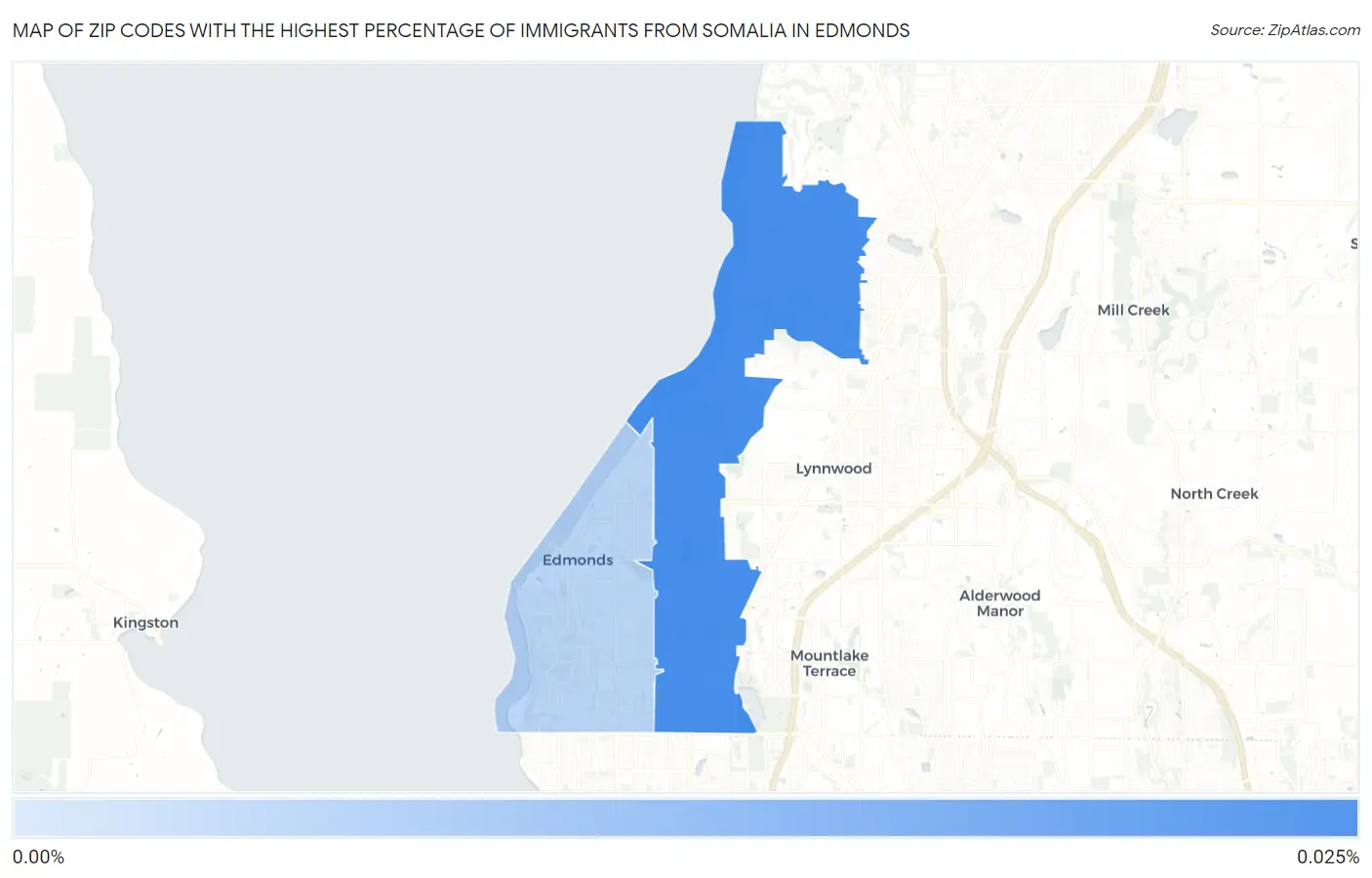 Zip Codes with the Highest Percentage of Immigrants from Somalia in Edmonds Map