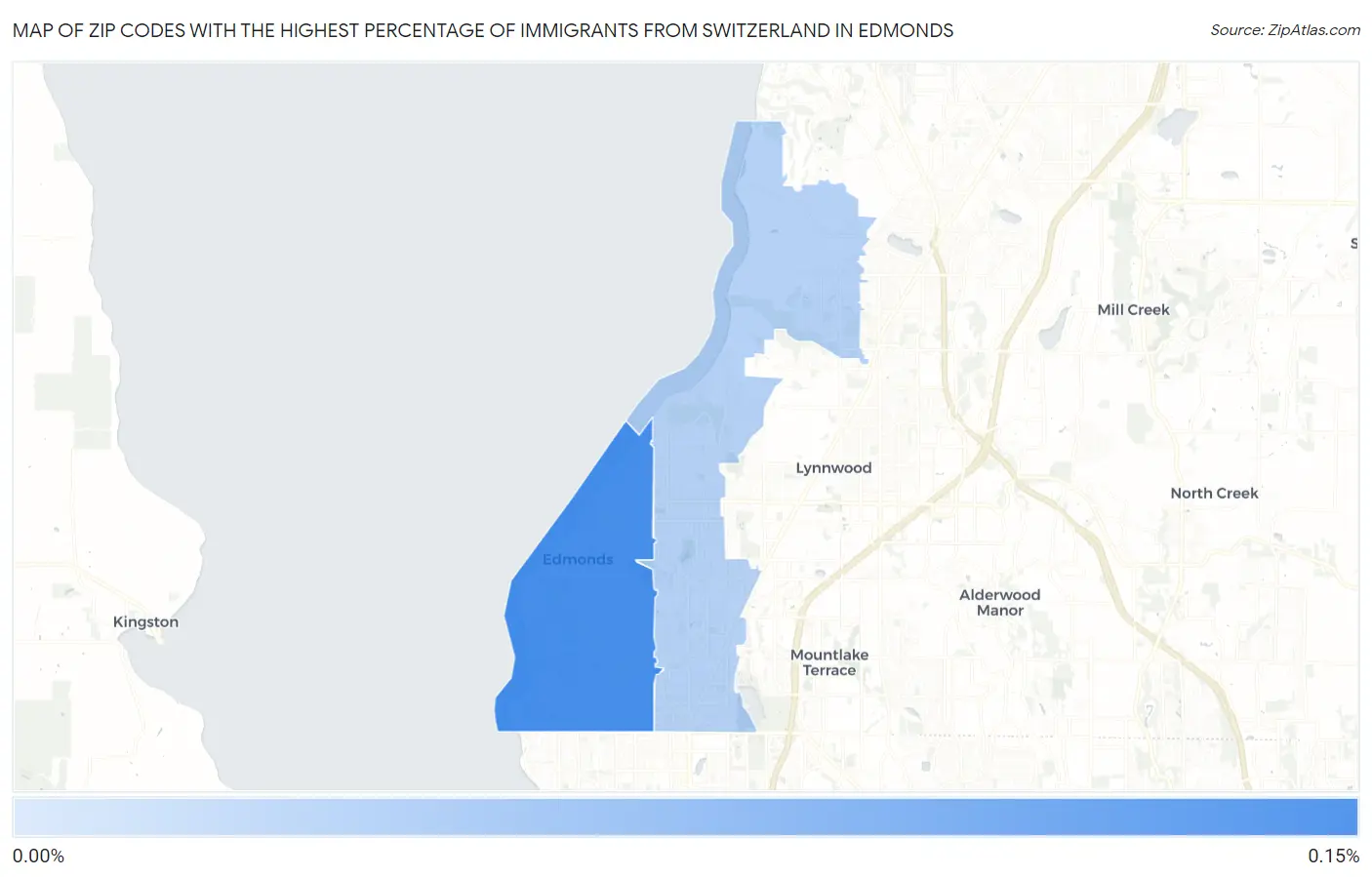 Zip Codes with the Highest Percentage of Immigrants from Switzerland in Edmonds Map