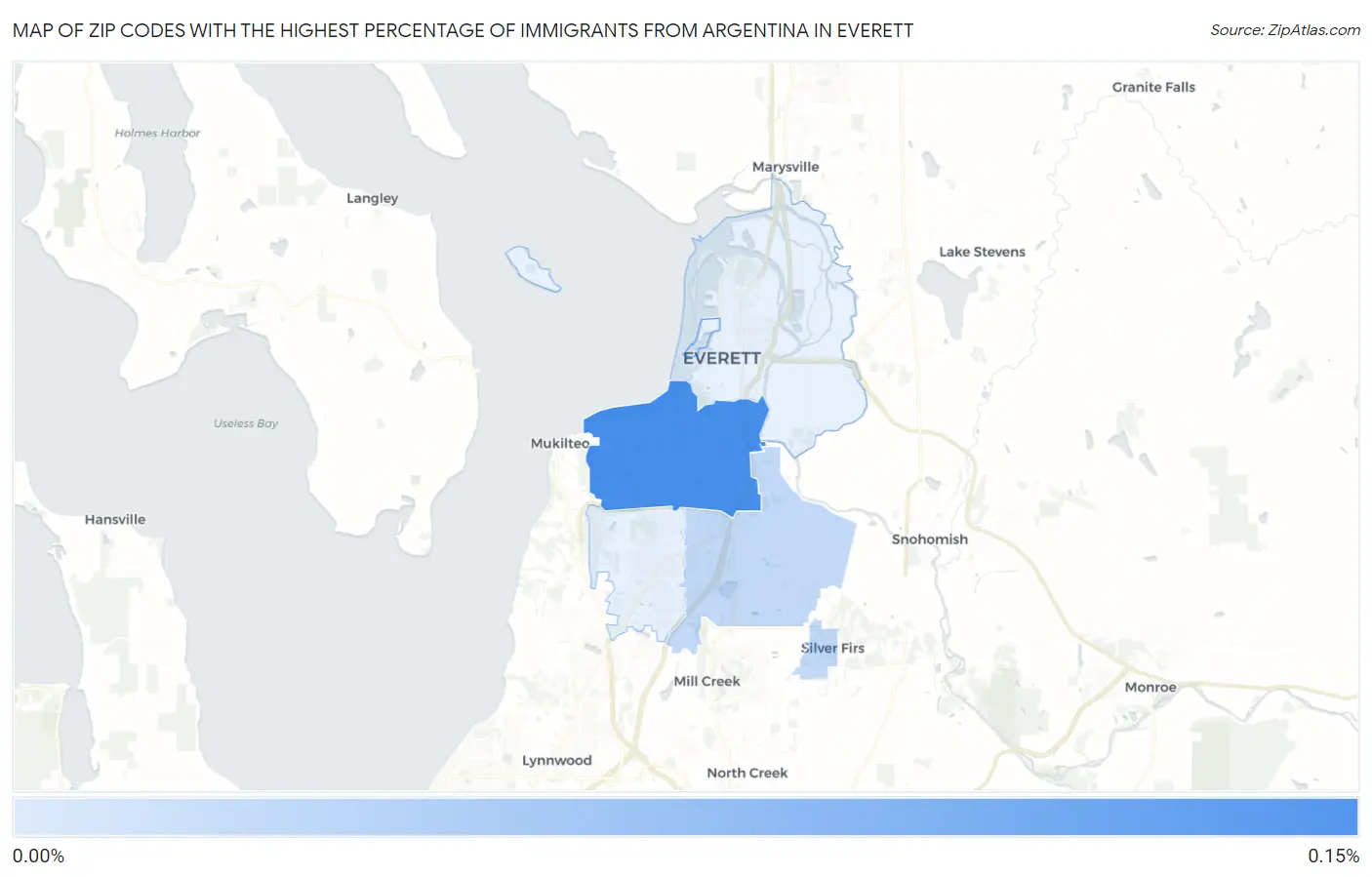 Zip Codes with the Highest Percentage of Immigrants from Argentina in Everett Map