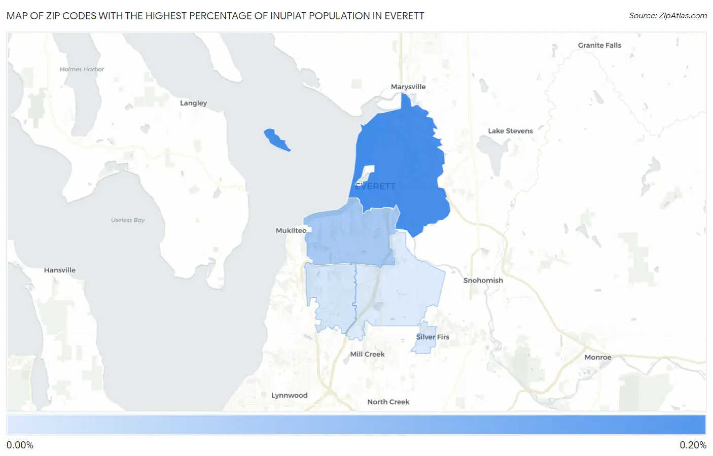 Zip Codes with the Highest Percentage of Inupiat Population in Everett Map