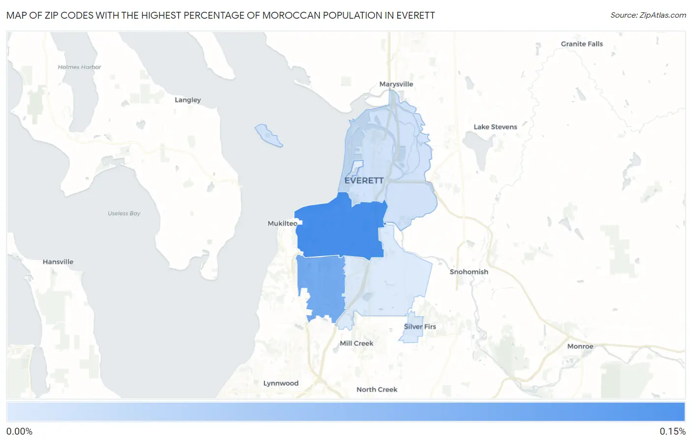 Zip Codes with the Highest Percentage of Moroccan Population in Everett Map