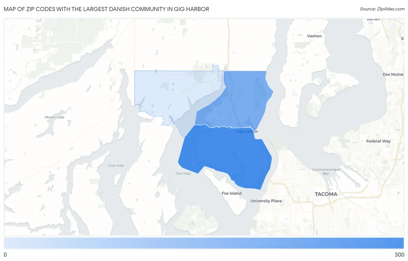 Zip Codes with the Largest Danish Community in Gig Harbor Map