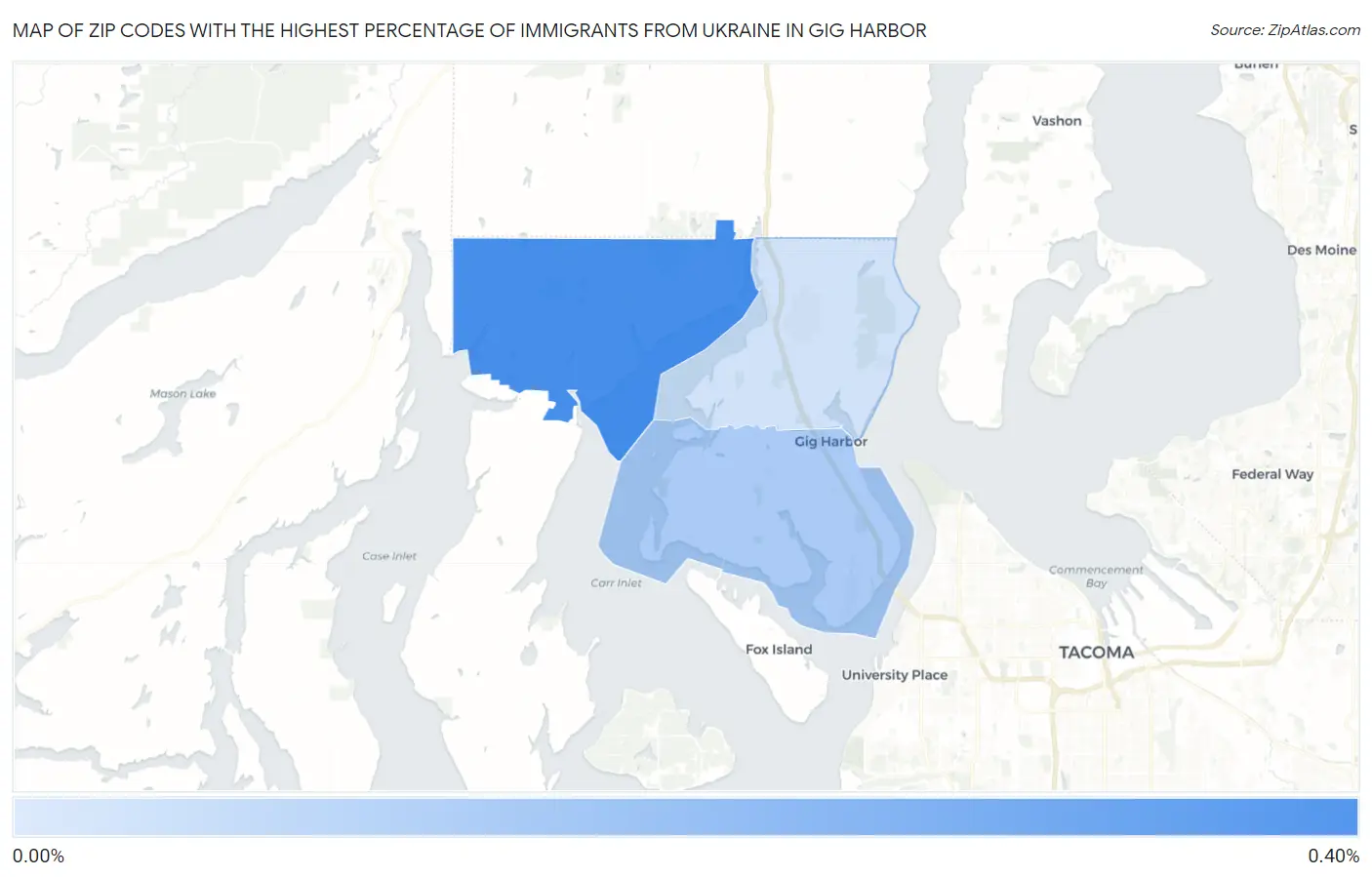 Zip Codes with the Highest Percentage of Immigrants from Ukraine in Gig Harbor Map