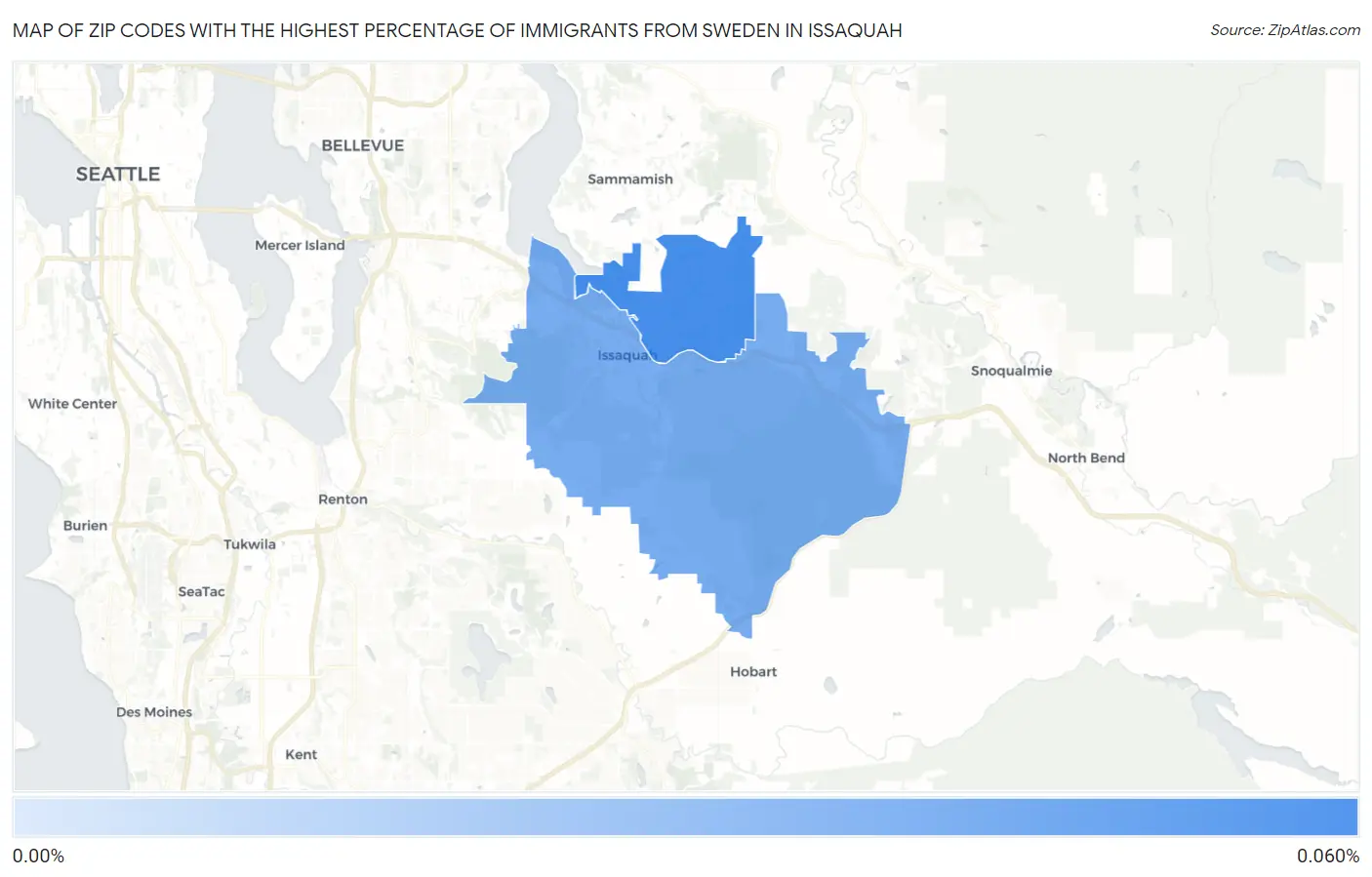 Zip Codes with the Highest Percentage of Immigrants from Sweden in Issaquah Map