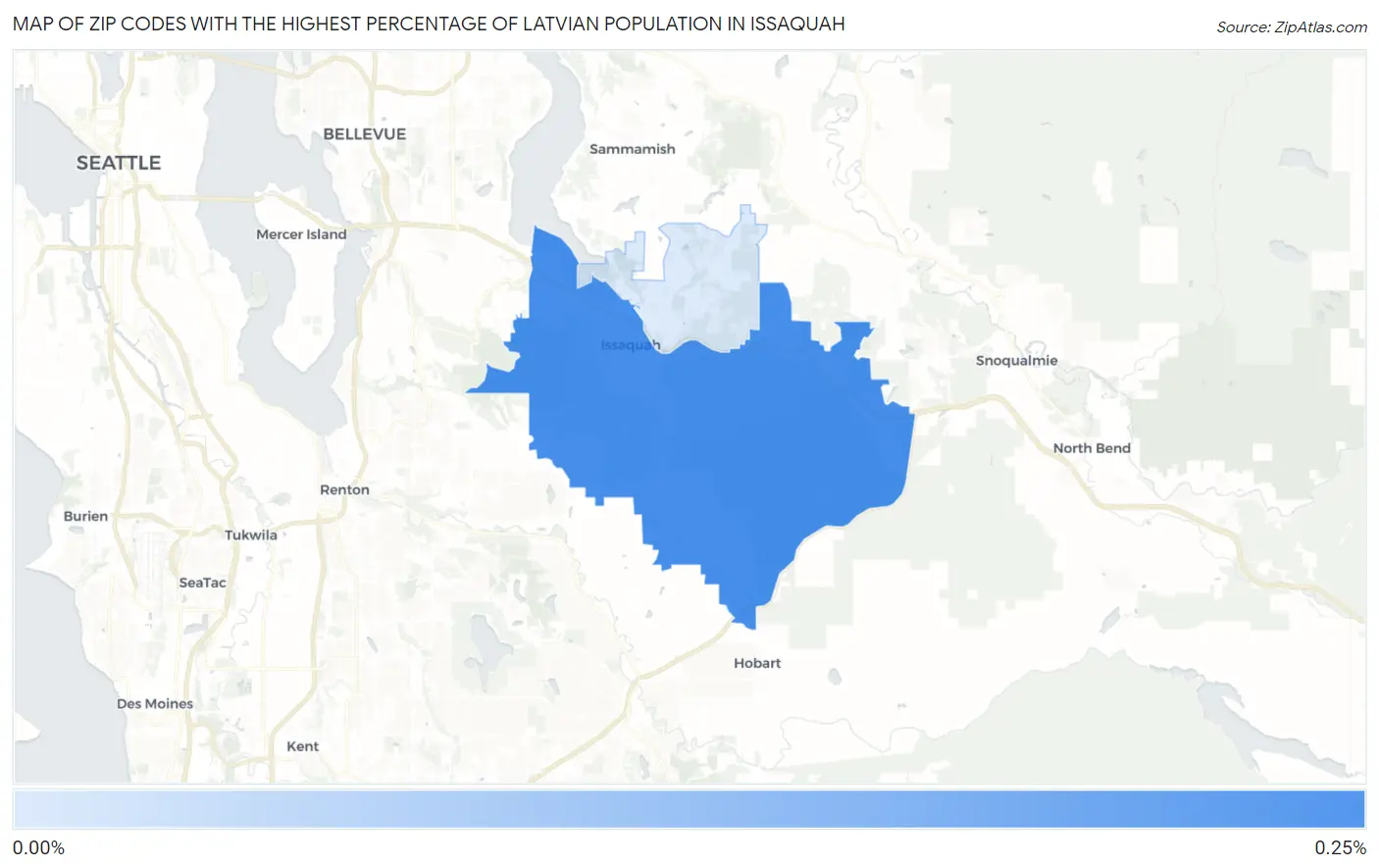 Zip Codes with the Highest Percentage of Latvian Population in Issaquah Map