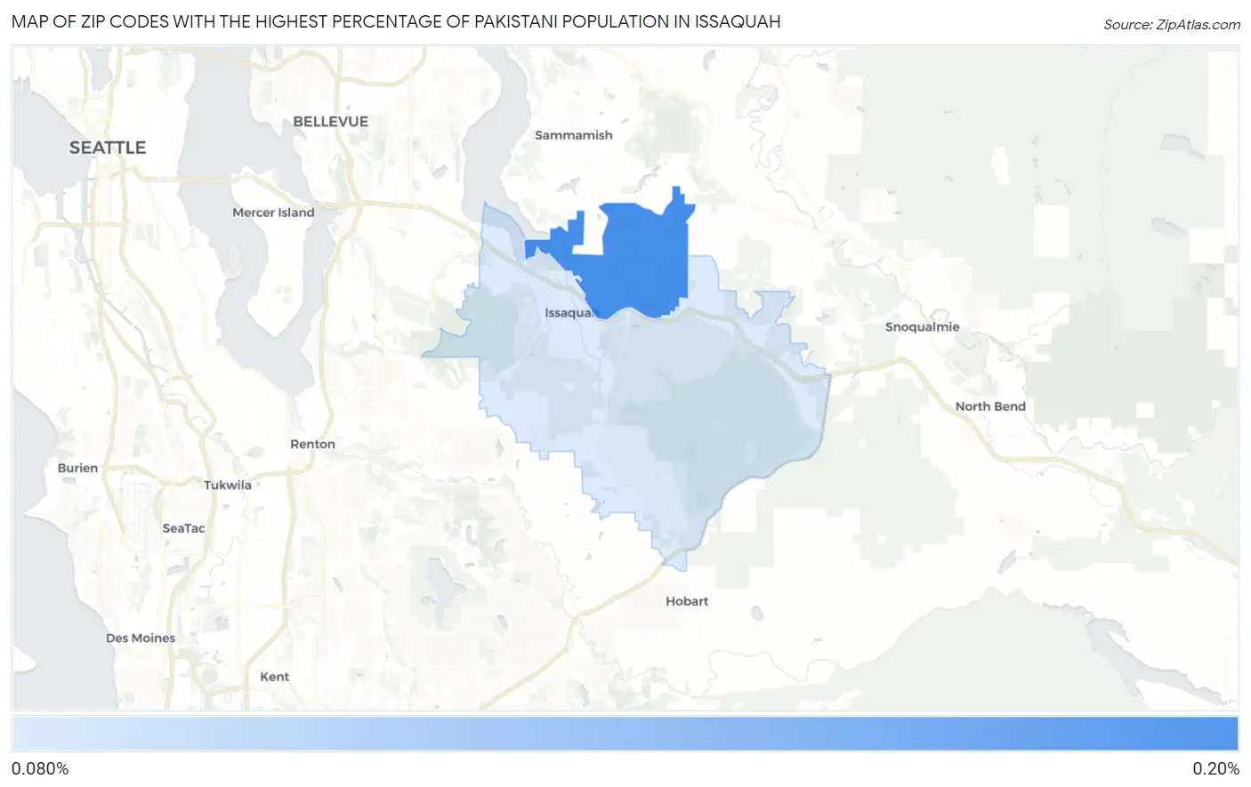 Zip Codes with the Highest Percentage of Pakistani Population in Issaquah Map