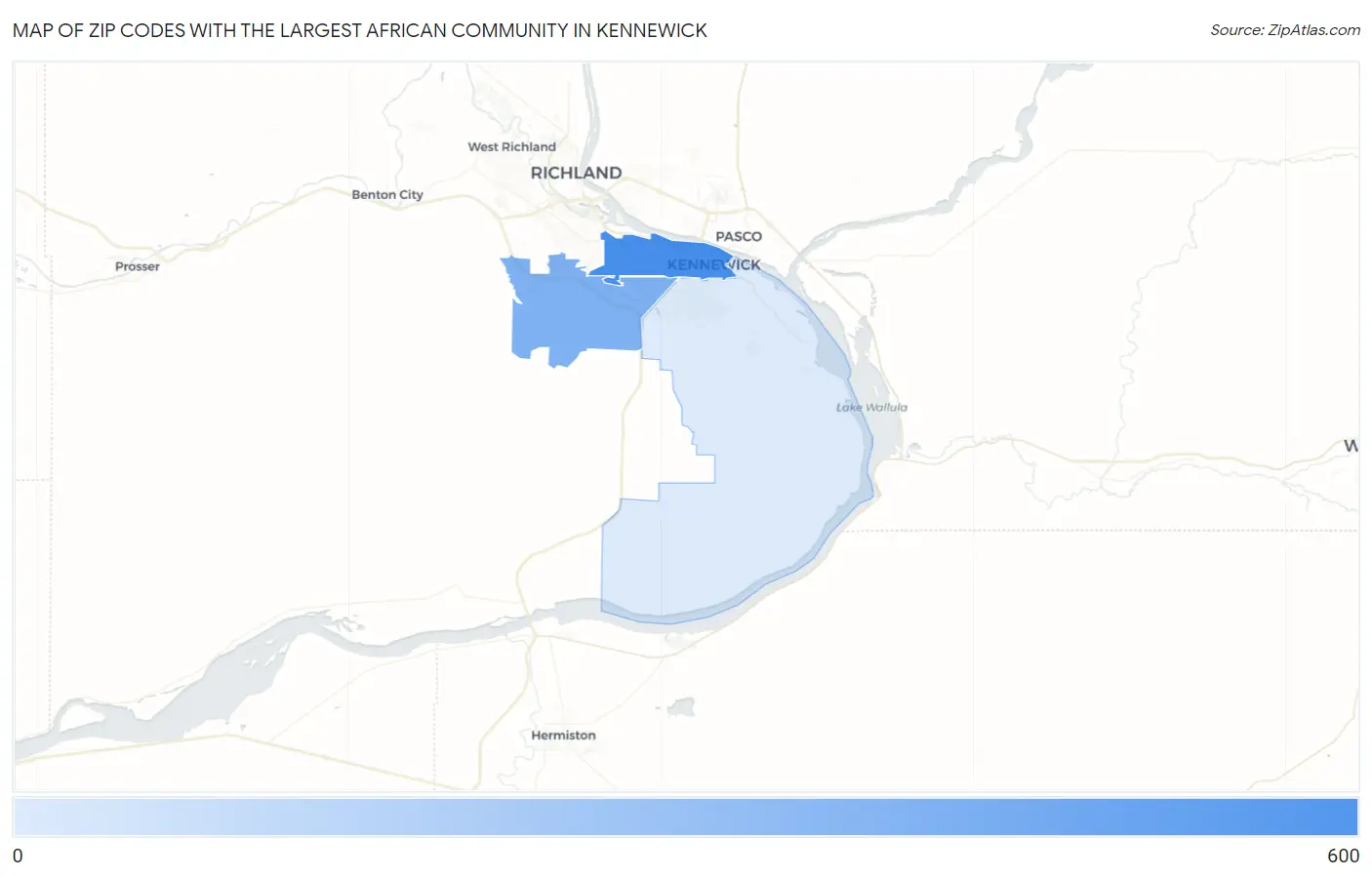 Zip Codes with the Largest African Community in Kennewick Map
