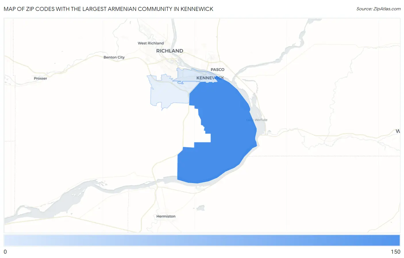 Zip Codes with the Largest Armenian Community in Kennewick Map