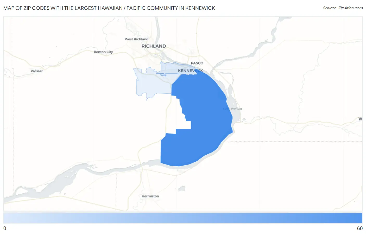 Zip Codes with the Largest Hawaiian / Pacific Community in Kennewick Map