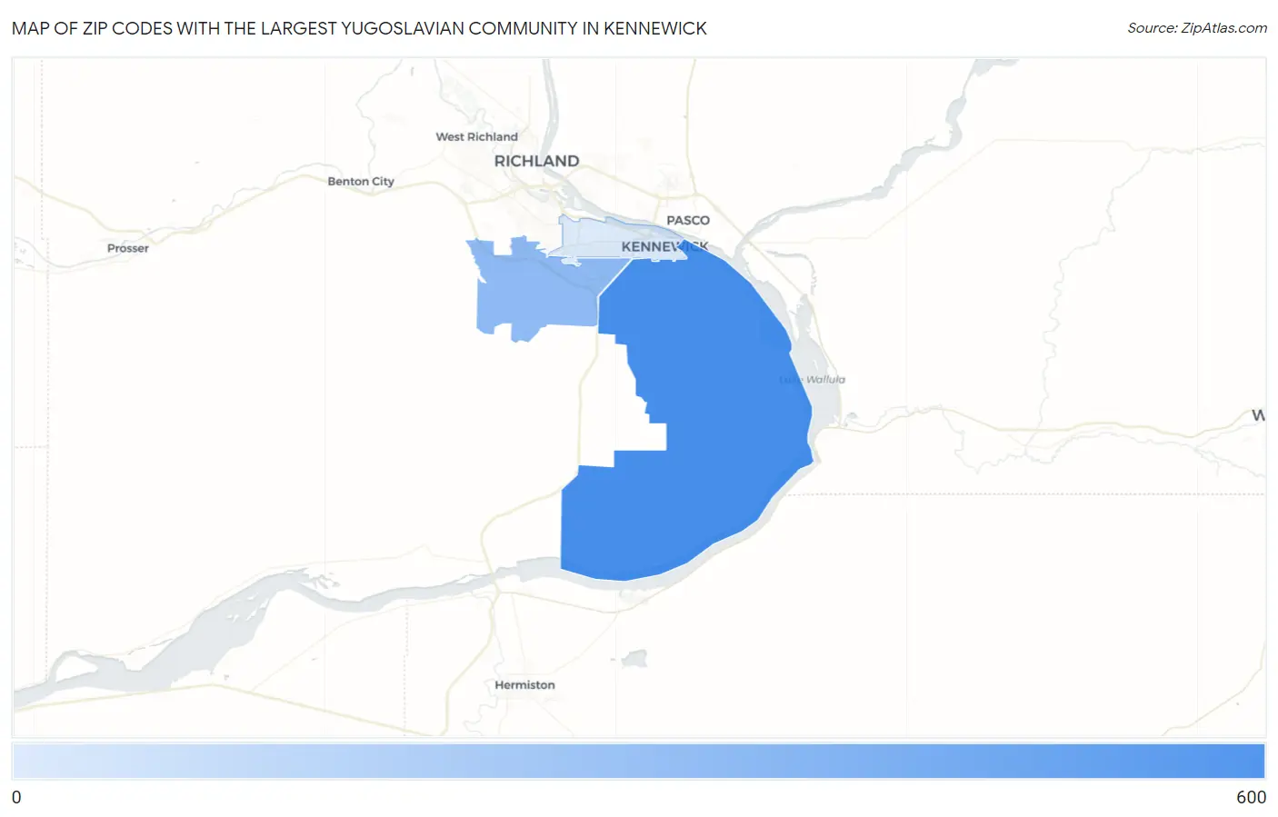 Zip Codes with the Largest Yugoslavian Community in Kennewick Map