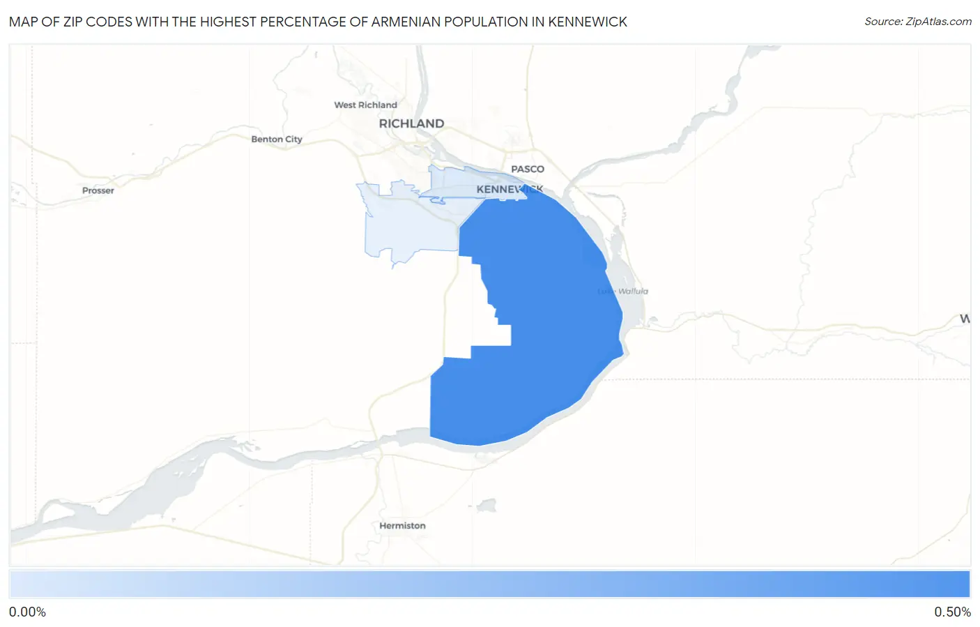 Zip Codes with the Highest Percentage of Armenian Population in Kennewick Map
