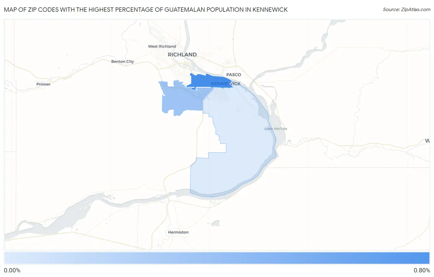Zip Codes with the Highest Percentage of Guatemalan Population in Kennewick Map