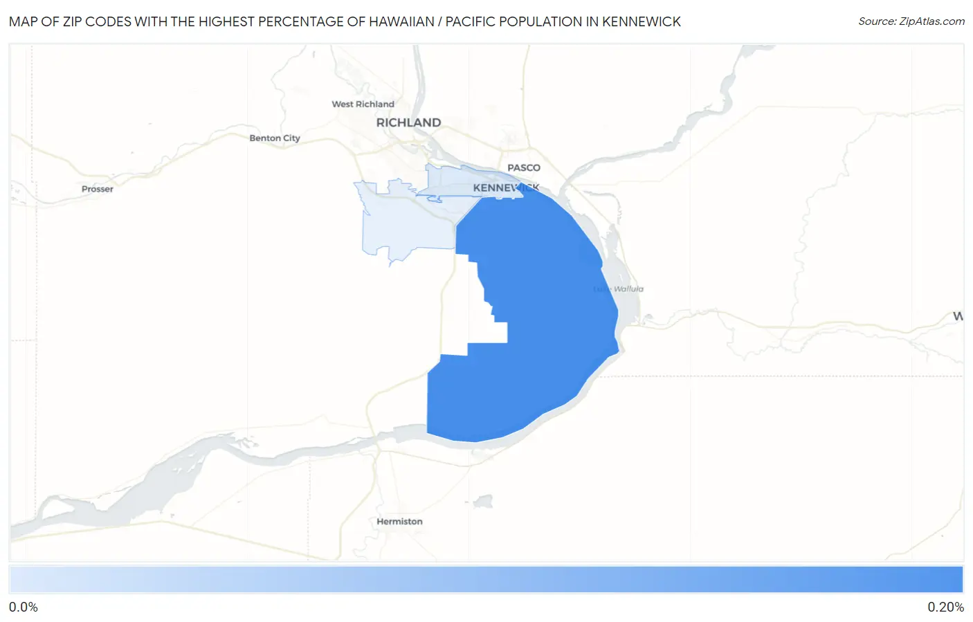 Zip Codes with the Highest Percentage of Hawaiian / Pacific Population in Kennewick Map
