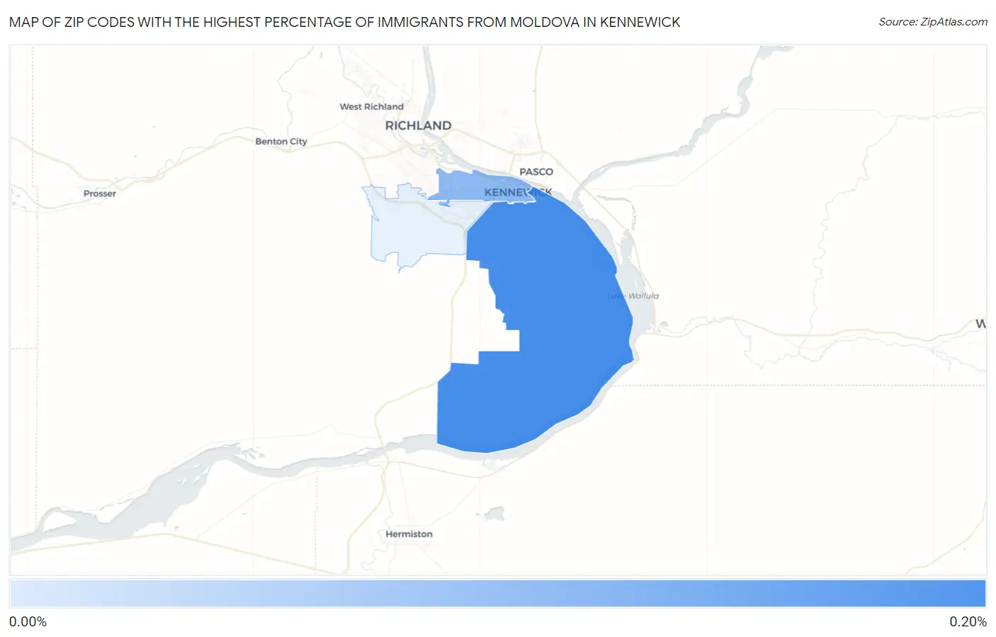 Zip Codes with the Highest Percentage of Immigrants from Moldova in Kennewick Map